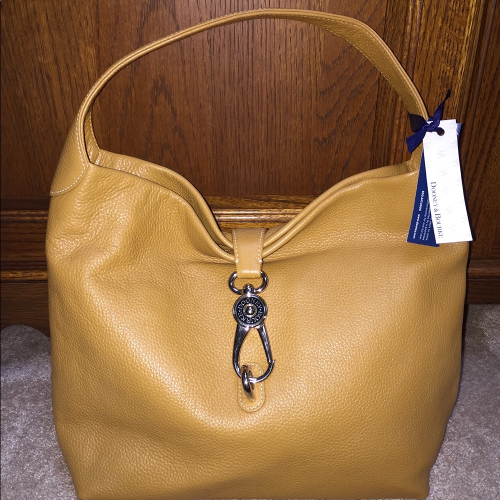 New Dooney & Bourke Logo Lock Leather Hobo Bag